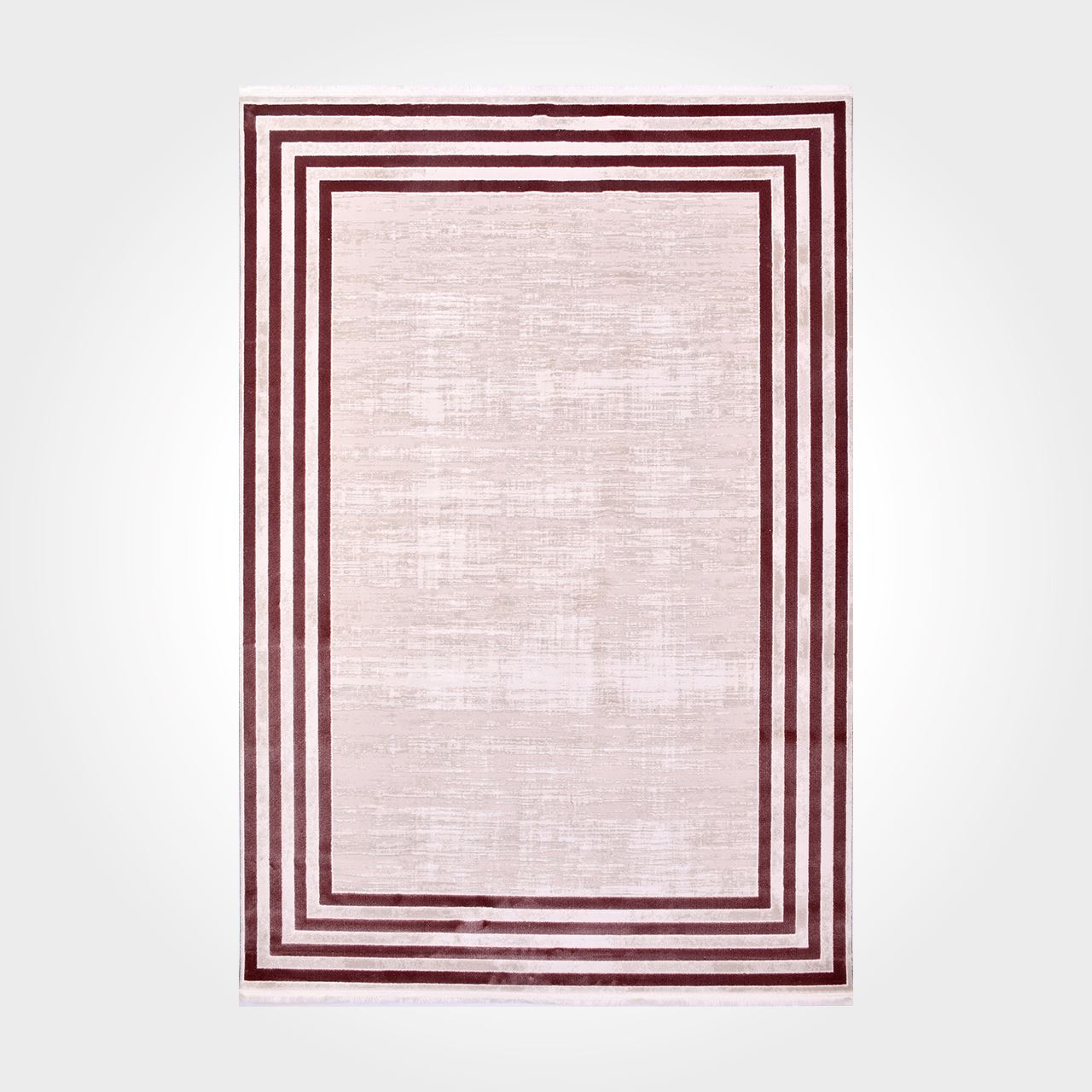 Machine Made Area Rug - Amayev Cream Frame Style Carpet With Laser Cut Edges