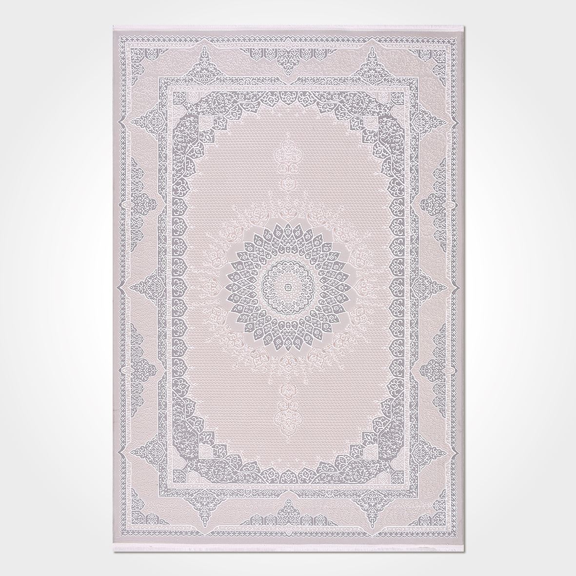 Cream Area Rug - Machine Made Classic Frame Rug With 8mm Pile Height