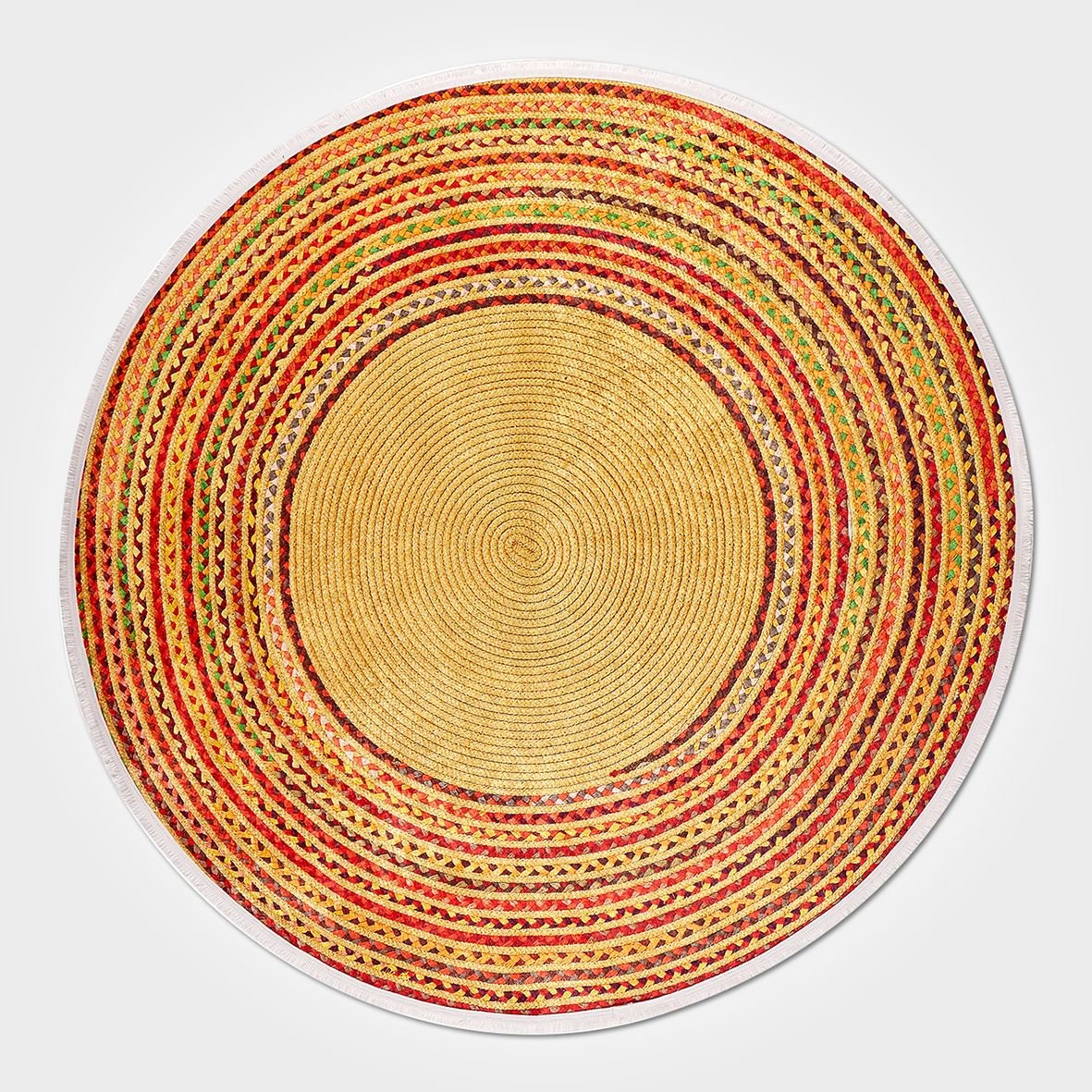 Yellow Striped Area Rug - Washable Non Slip Chenille Cotton Rug for Kitchen & Corridor