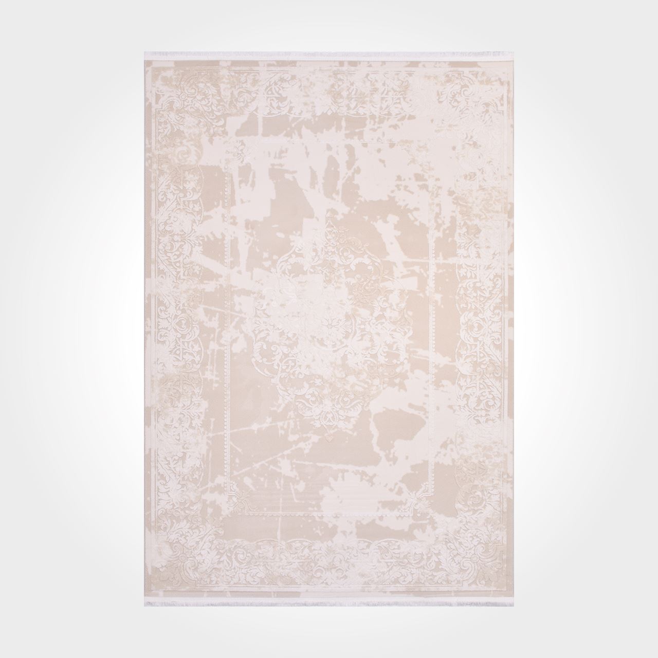 Vintage Bamboo Area Rug – Machine Made Soft Pile Cream Rug With Overlocked Edge