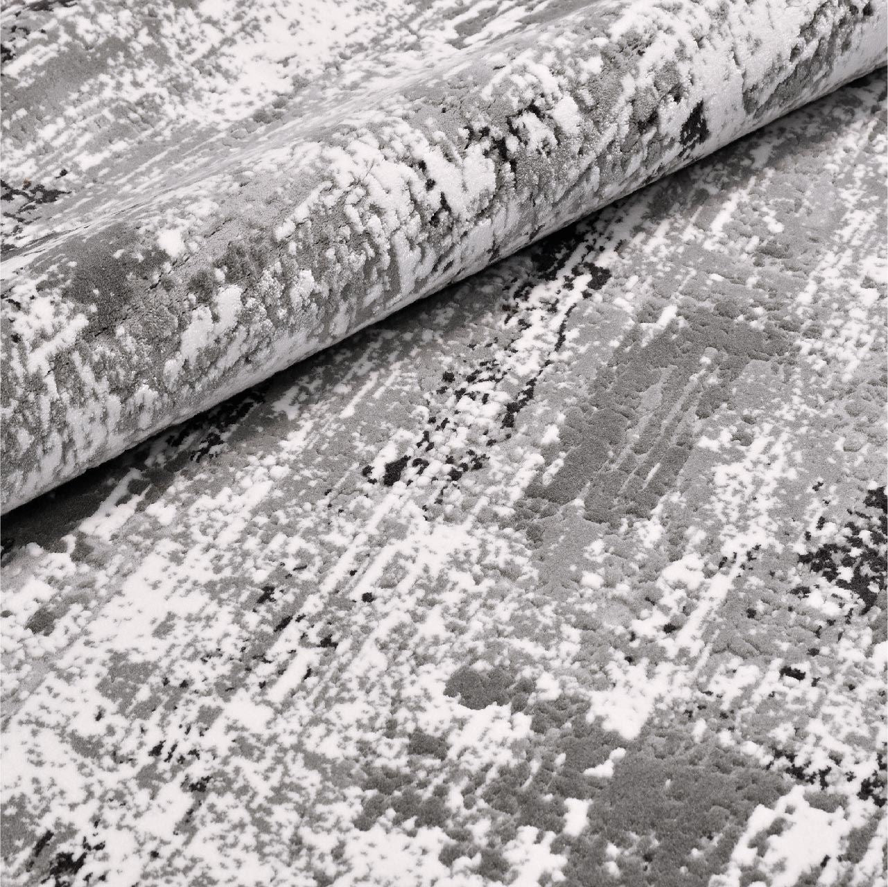 Modern Area Rug – Grey Machine Made Rug with Acrylic Yarn Carpet & Anti Slip Backing