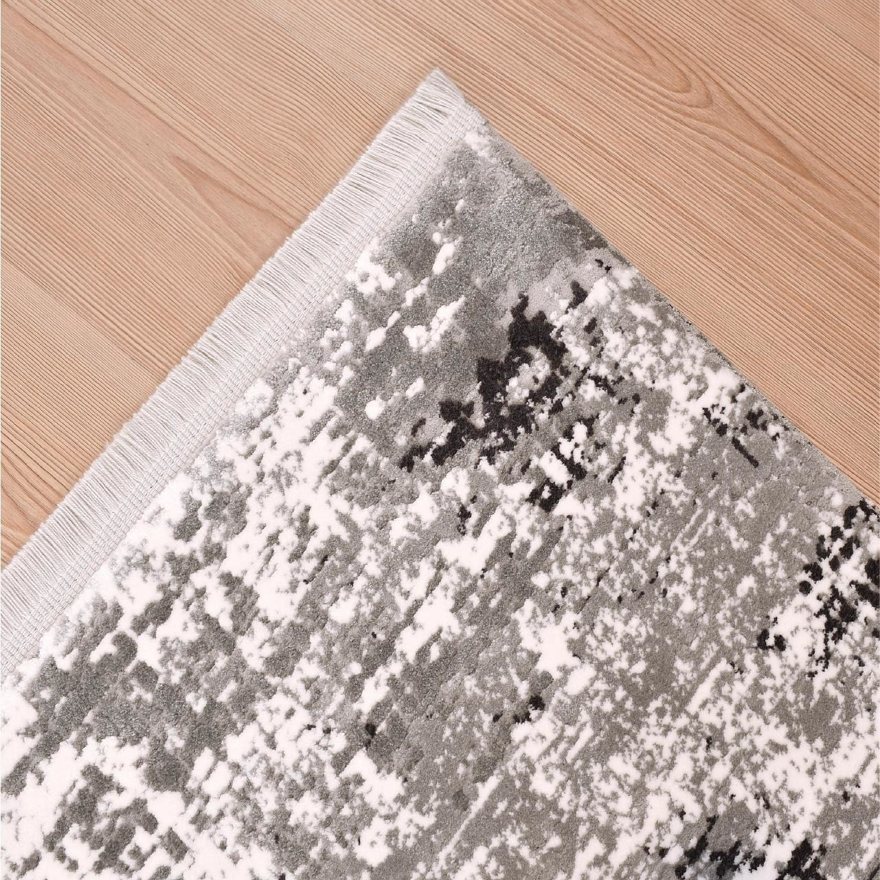 Modern Area Rug – Grey Machine Made Rug with Acrylic Yarn Carpet & Anti Slip Backing