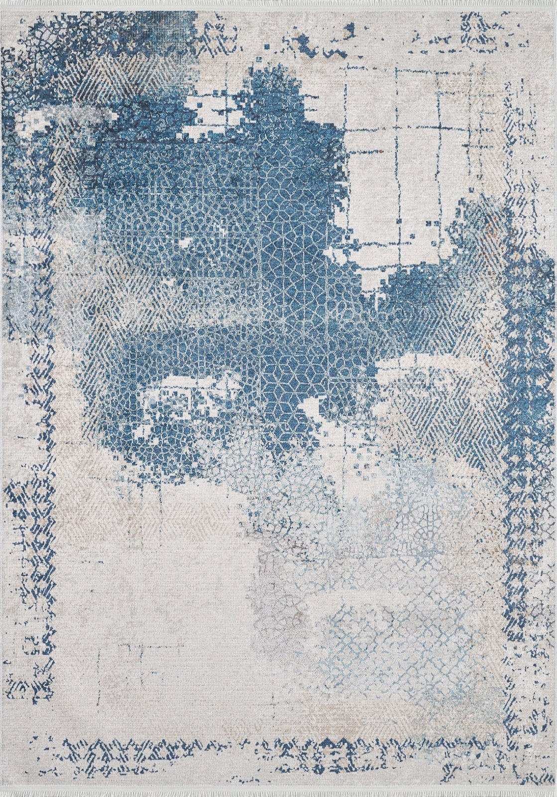 Amravati Blue Frame Digital Print Area Rug