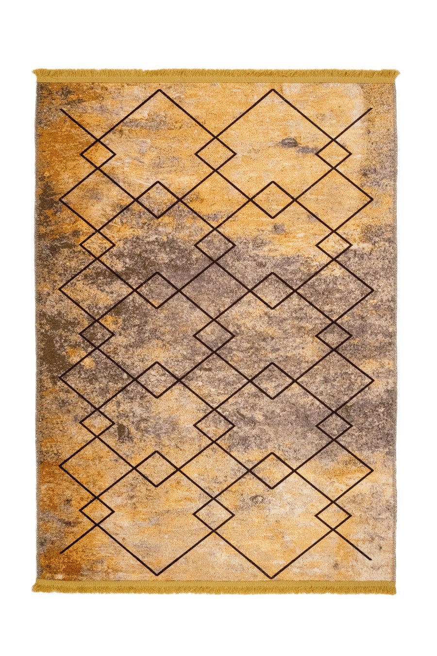 Yellow Area Rug - Cotton Chenille Digital Print Rug With Non Slip Backing