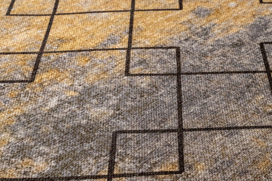 Yellow Area Rug - Cotton Chenille Digital Print Rug With Non Slip Backing