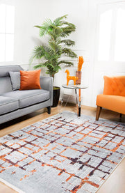 Modern Area Rug - Grey Digital Print Rug | Non Slip, Antibacterial Carpet