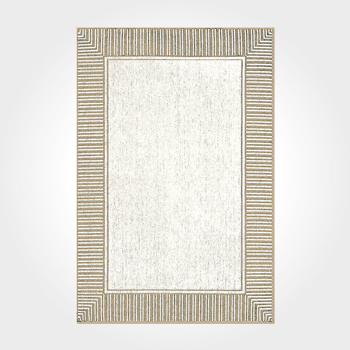 Anastasie Cream Frame Chenille and Cotton Digital Print Area Rug