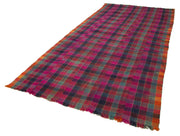 Handmade Area Rug - Anatolian Kilim Striped Cotton Wool Vintage Turkish Carpet 5'6''x11'9''