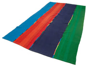 Handmade Area Rug – Vintage Kilim Rug With White Striped Cotton Wool Design 5'7''x10'4''
