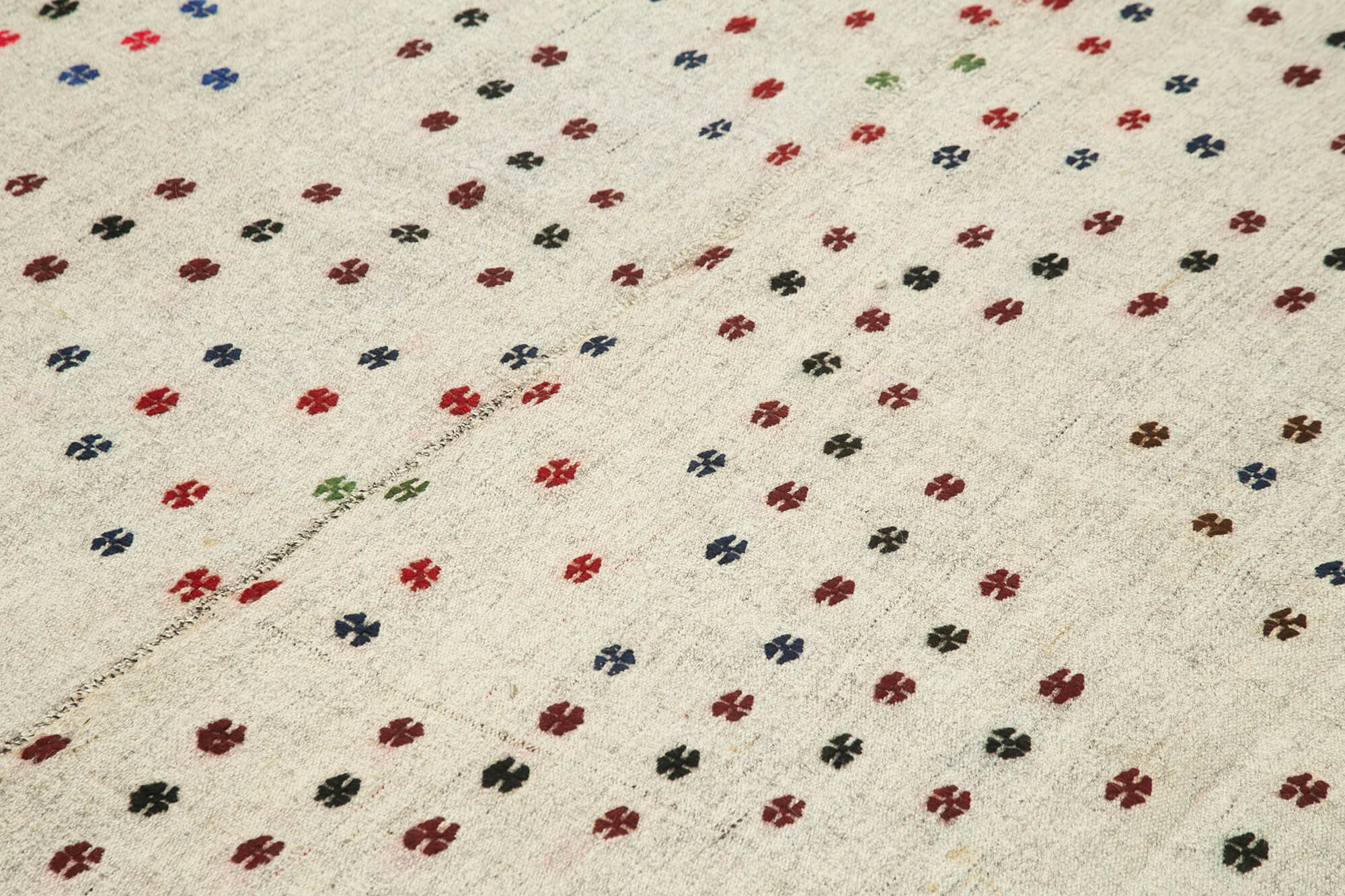 Handmade Area Rug - Anatolian Kilim Striped Cotton Wool Vintage Carpet 7'6''x10'8''