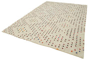 Handmade Area Rug - Anatolian Kilim Striped Cotton Wool Vintage Carpet 7'6''x10'8''