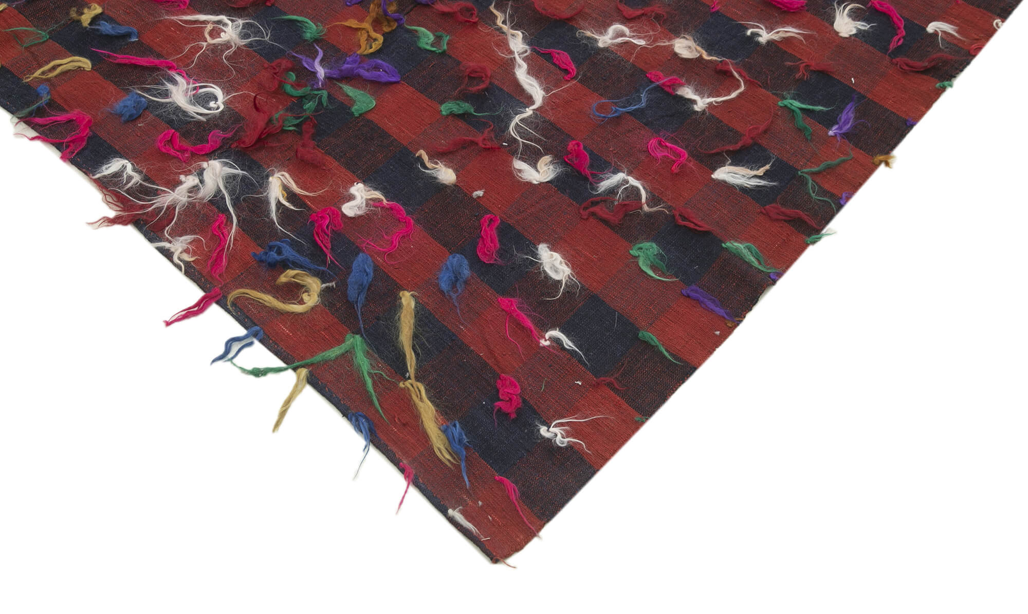 Handmade Area Rug | Turkish Kilim Red Striped Cotton Wool Rug 5'8''x9'7''