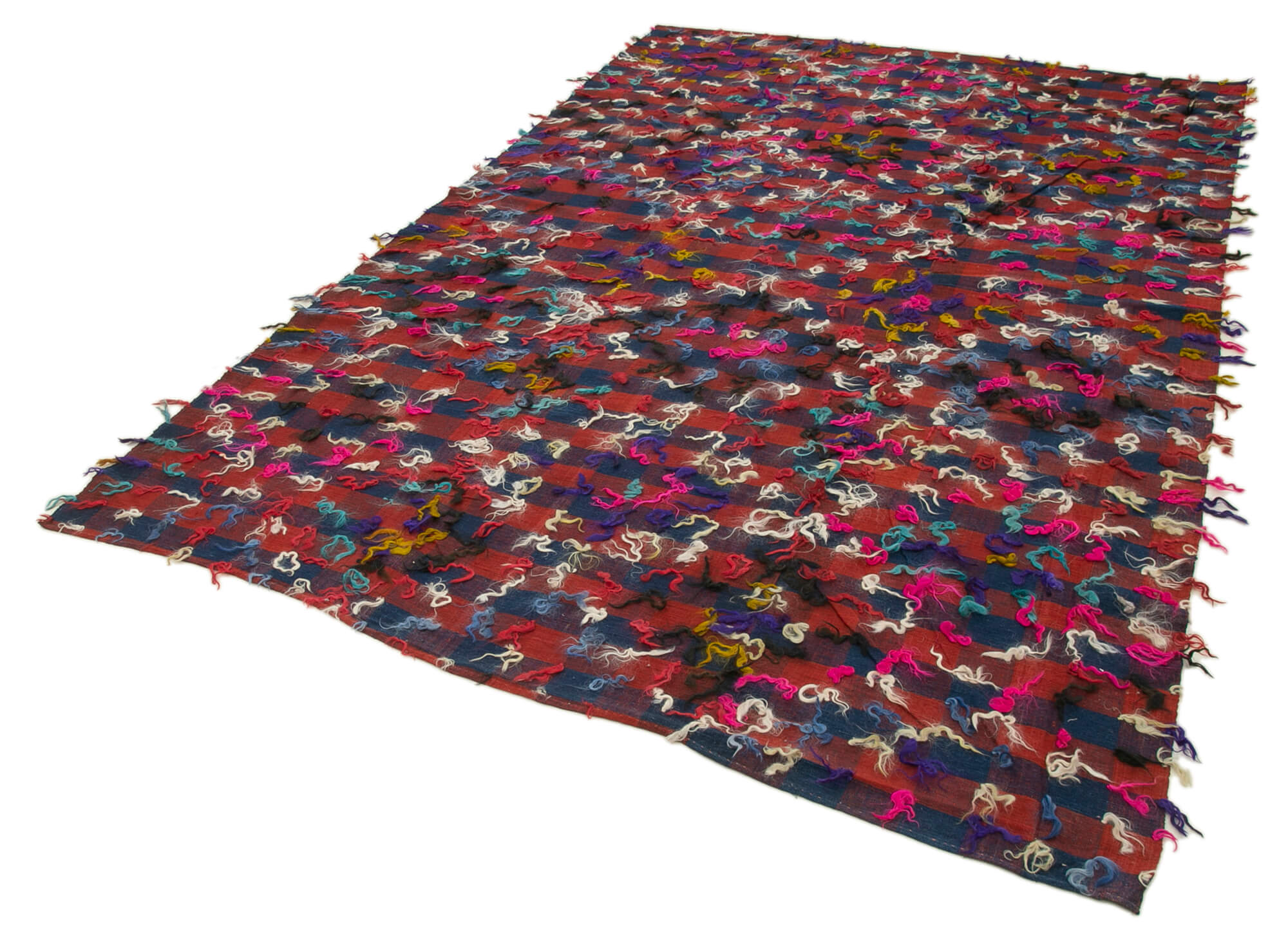 Handmade Anatolian Kilim Rug – Red Striped Cotton Wool Flat Weave Carpet 6'2''x9'8''