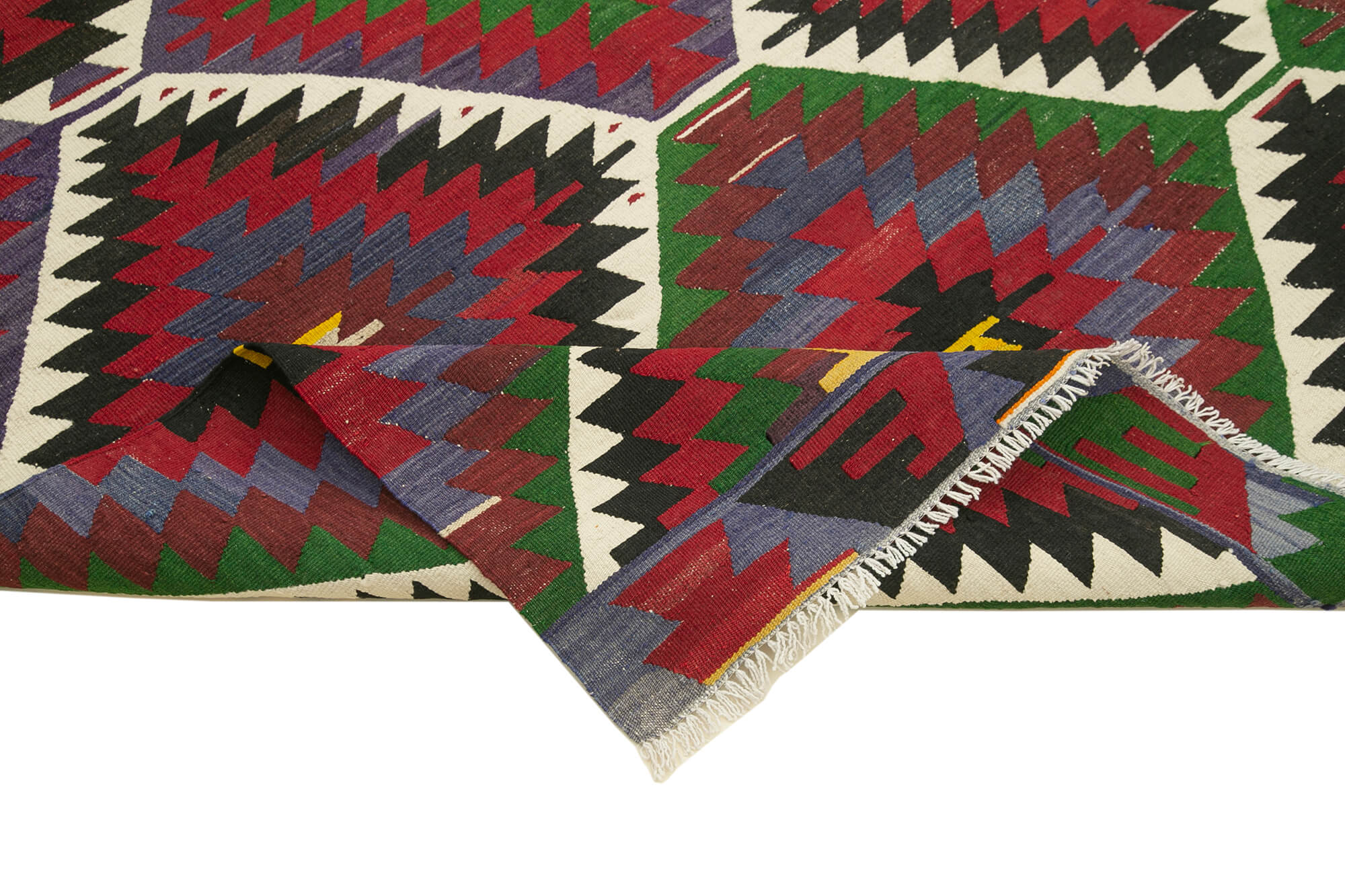 Handmade Kilim Rug - Durable Anatolian Area Rug 4'11''x9'0'' | Red Geometric Cotton Wool Carpet
