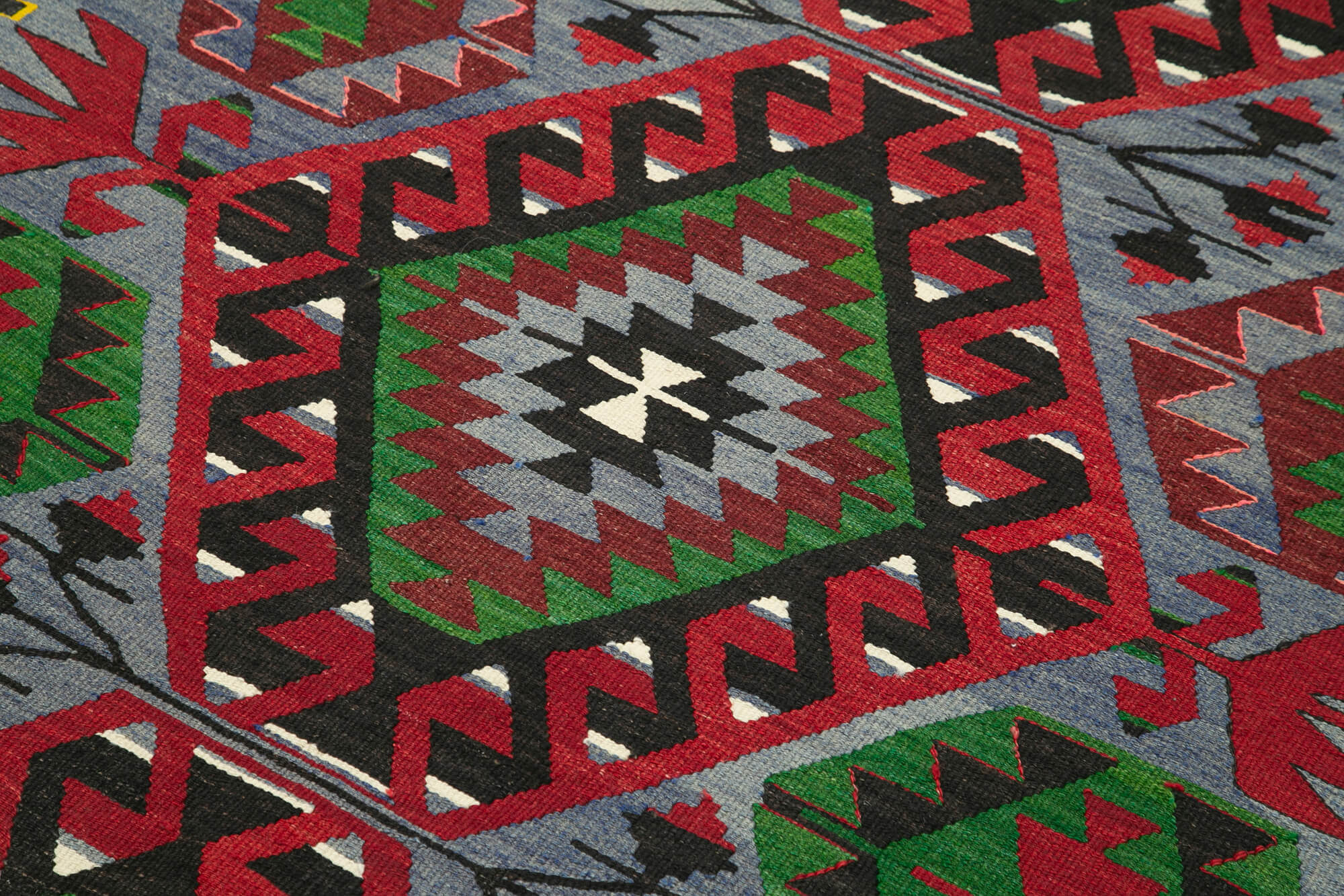 Handmade Area Rug – Anatolian Kilim Red Geometric Cotton Wool Carpet 5'3''x9'6''