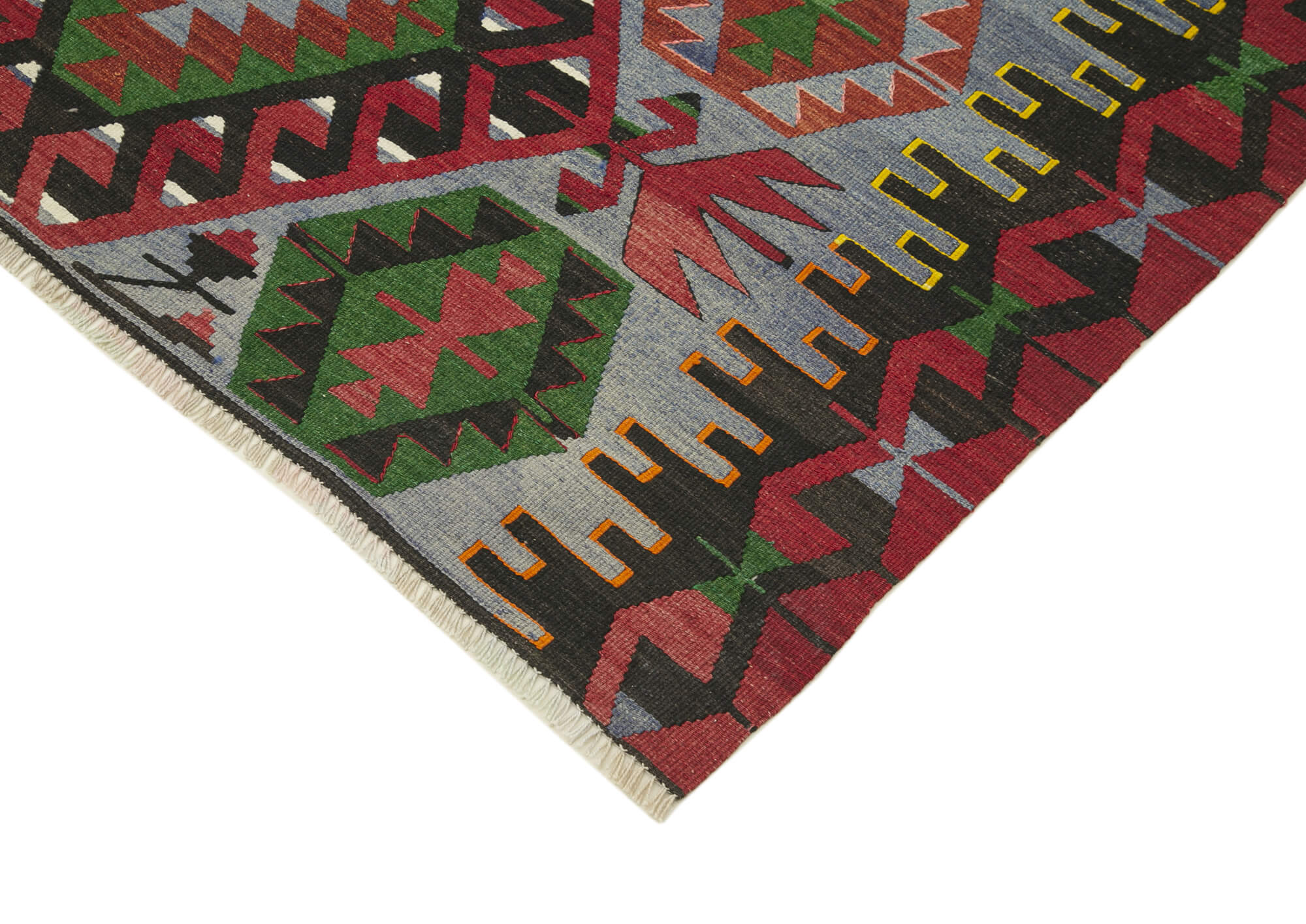 Handmade Area Rug – Anatolian Kilim Red Geometric Cotton Wool Carpet 5'3''x9'6''