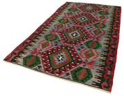 Handmade Area Rug – Anatolian Kilim Red Geometric Cotton Wool Carpet 5'3''x9'6''