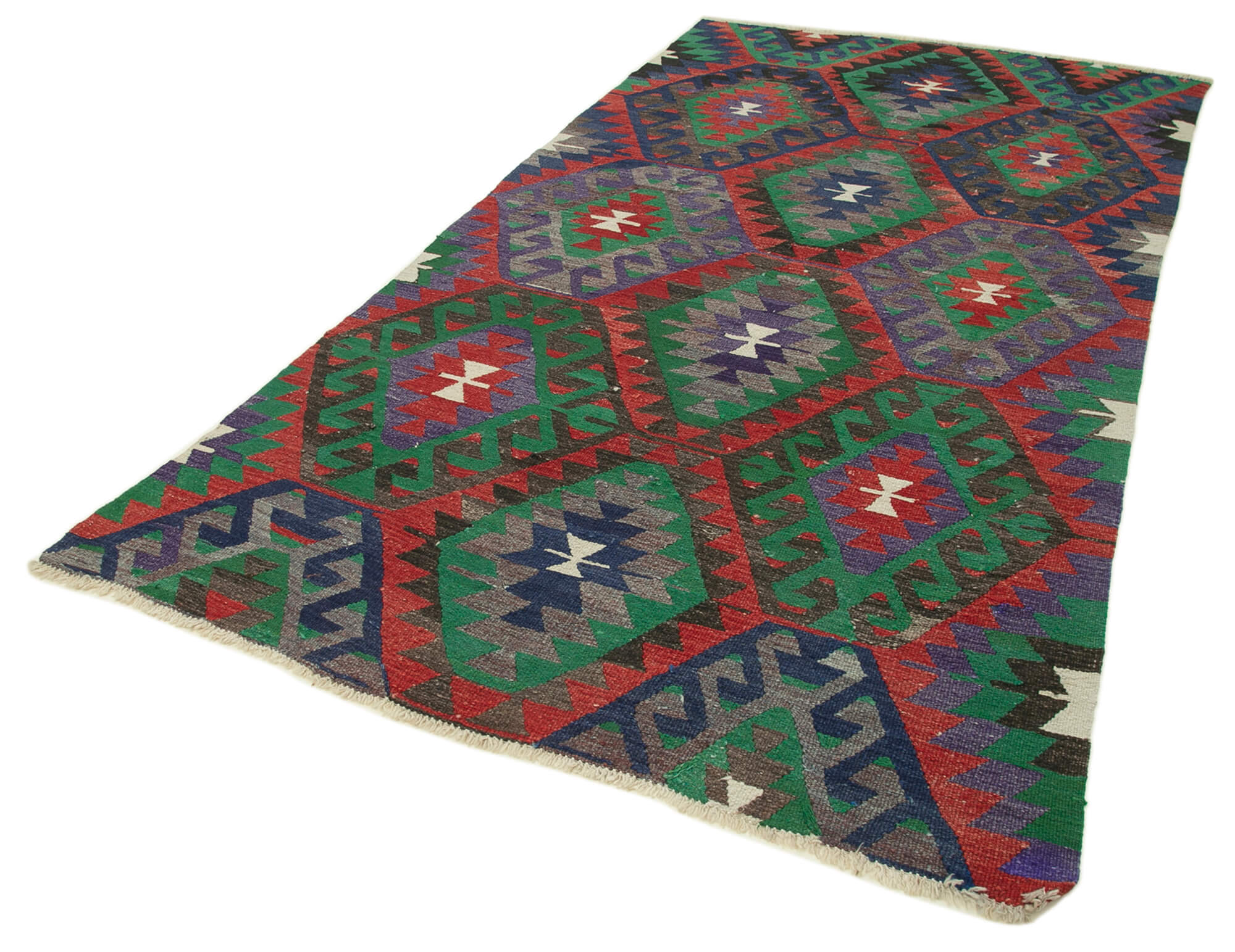 Anatolian Kilim Rug - Handmade Red Geometric Cotton Wool Area Rug 5'4''x9'8''