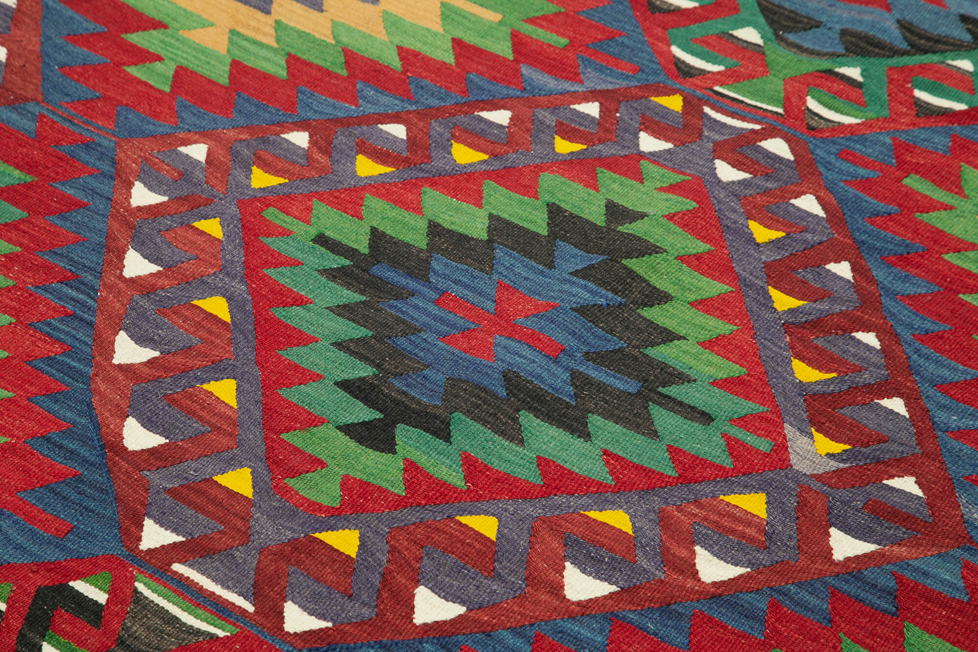 Handmade Area Rug | Anatolian Kilim Red Geometric Cotton Wool Rug 5'9''x10'2''