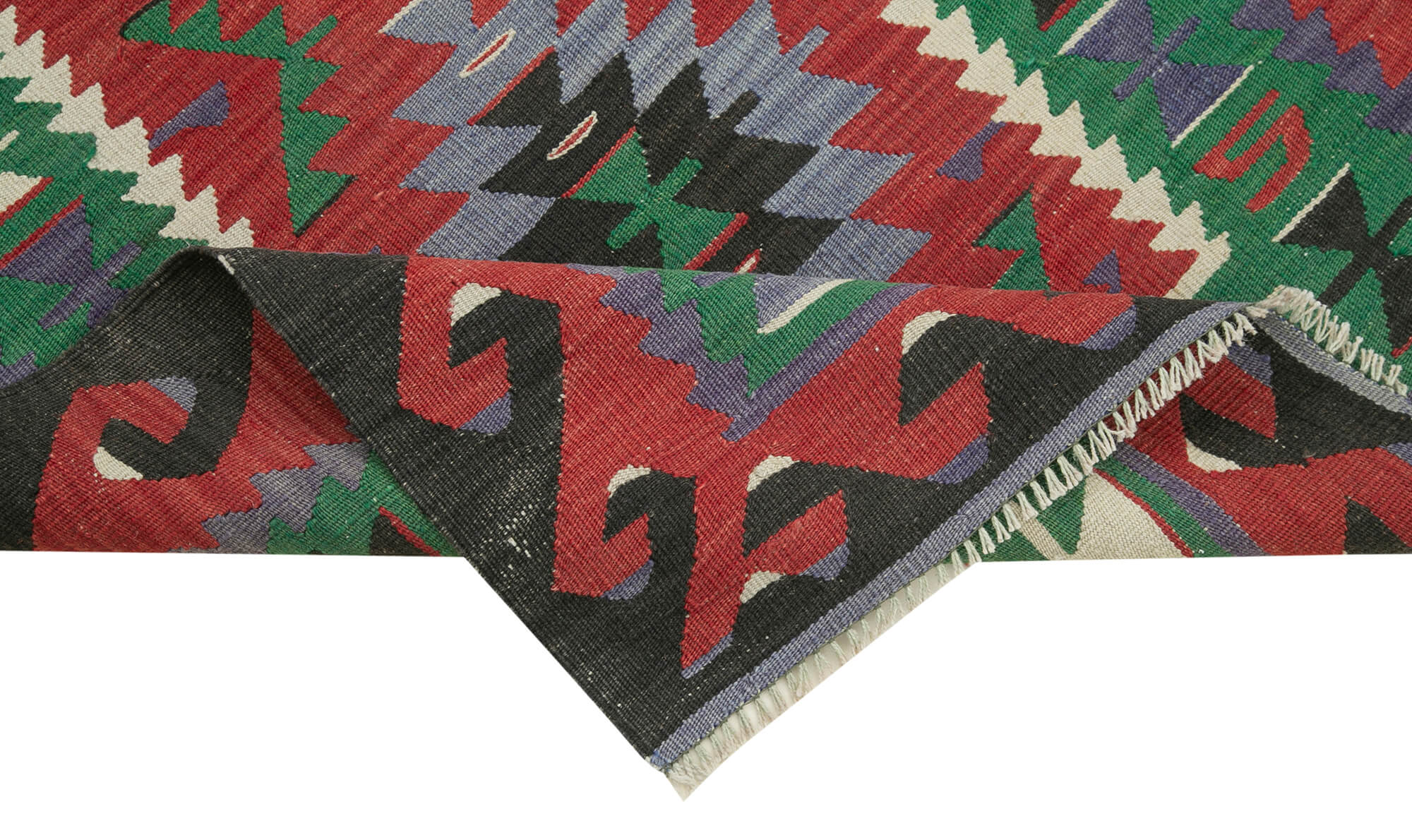 Handmade Anatolian Kilim Rug - Red Geometric Turkish Area Rug 2'11''x4'0'' Flat Weave