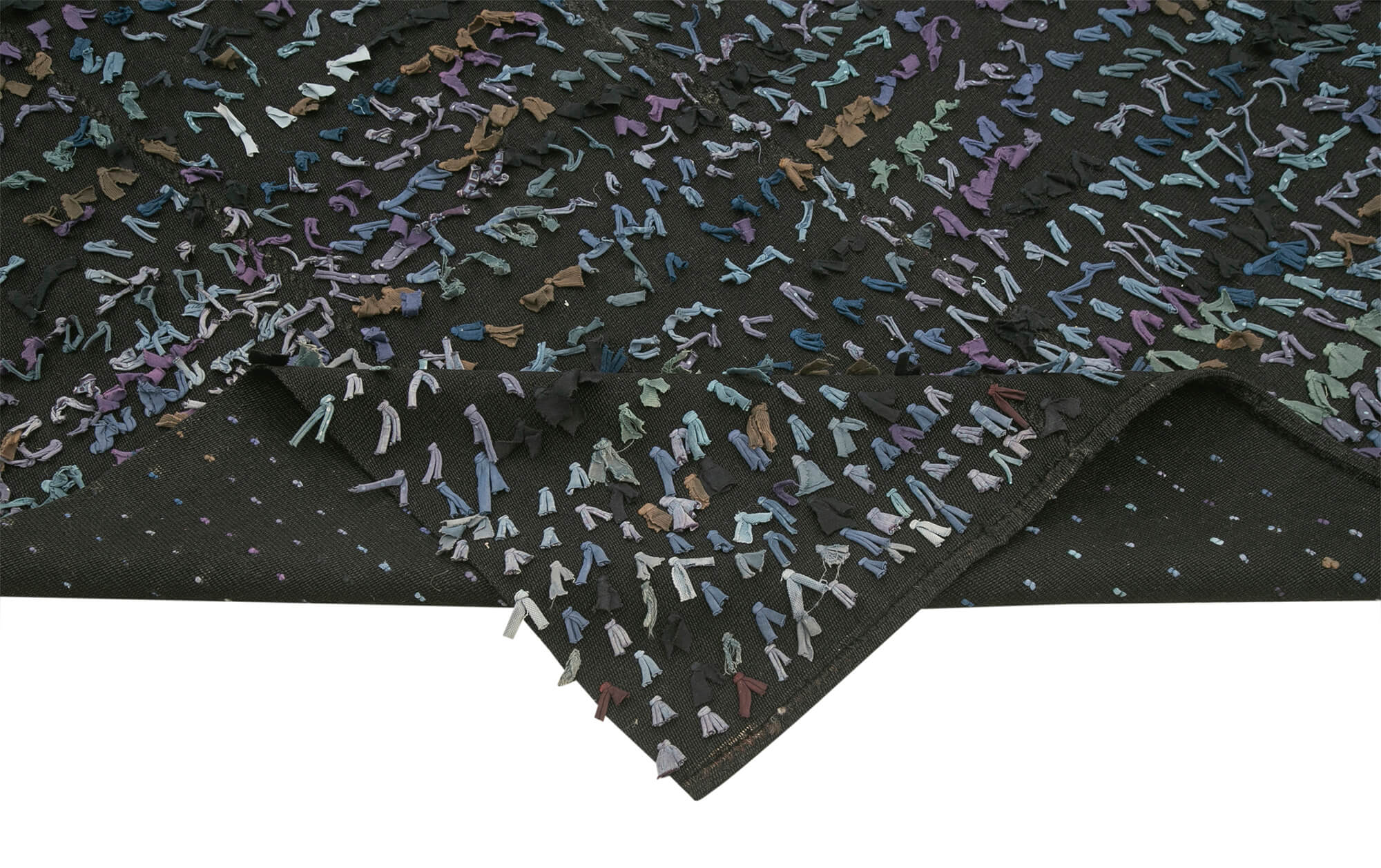 Handmade Area Rug | Anatolian Kilim Blue Striped Cotton Wool Carpet 5'2''x6'11''