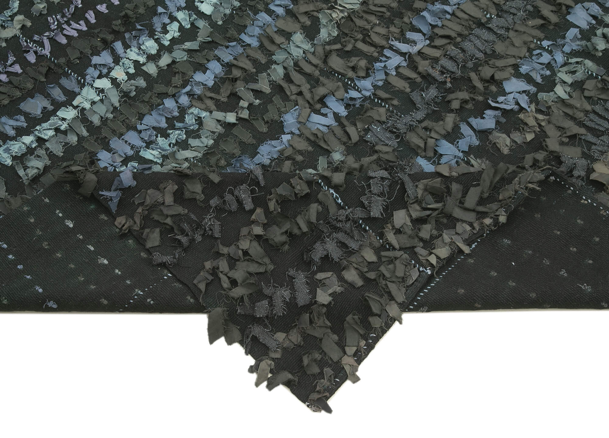Handmade Area Rug – Anatolian Kilim Blue Striped Cotton Wool Carpet 6'7''x8'
