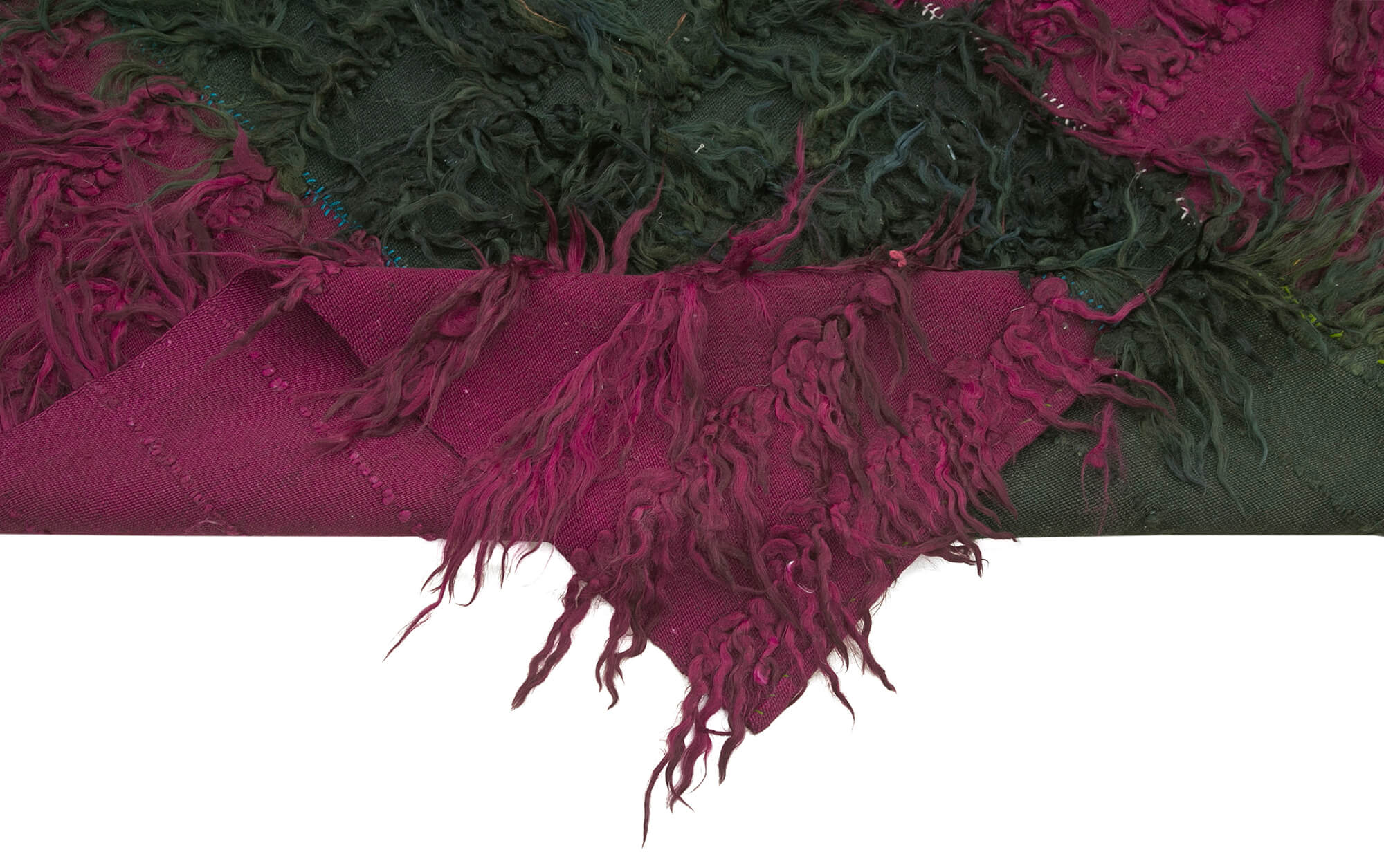 Handmade Area Rug - Anatolian Kilim Purple Striped Cotton Wool Carpet 3'10''x6'11''