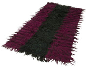 Handmade Area Rug - Anatolian Kilim Purple Striped Cotton Wool Carpet 3'10''x6'11''