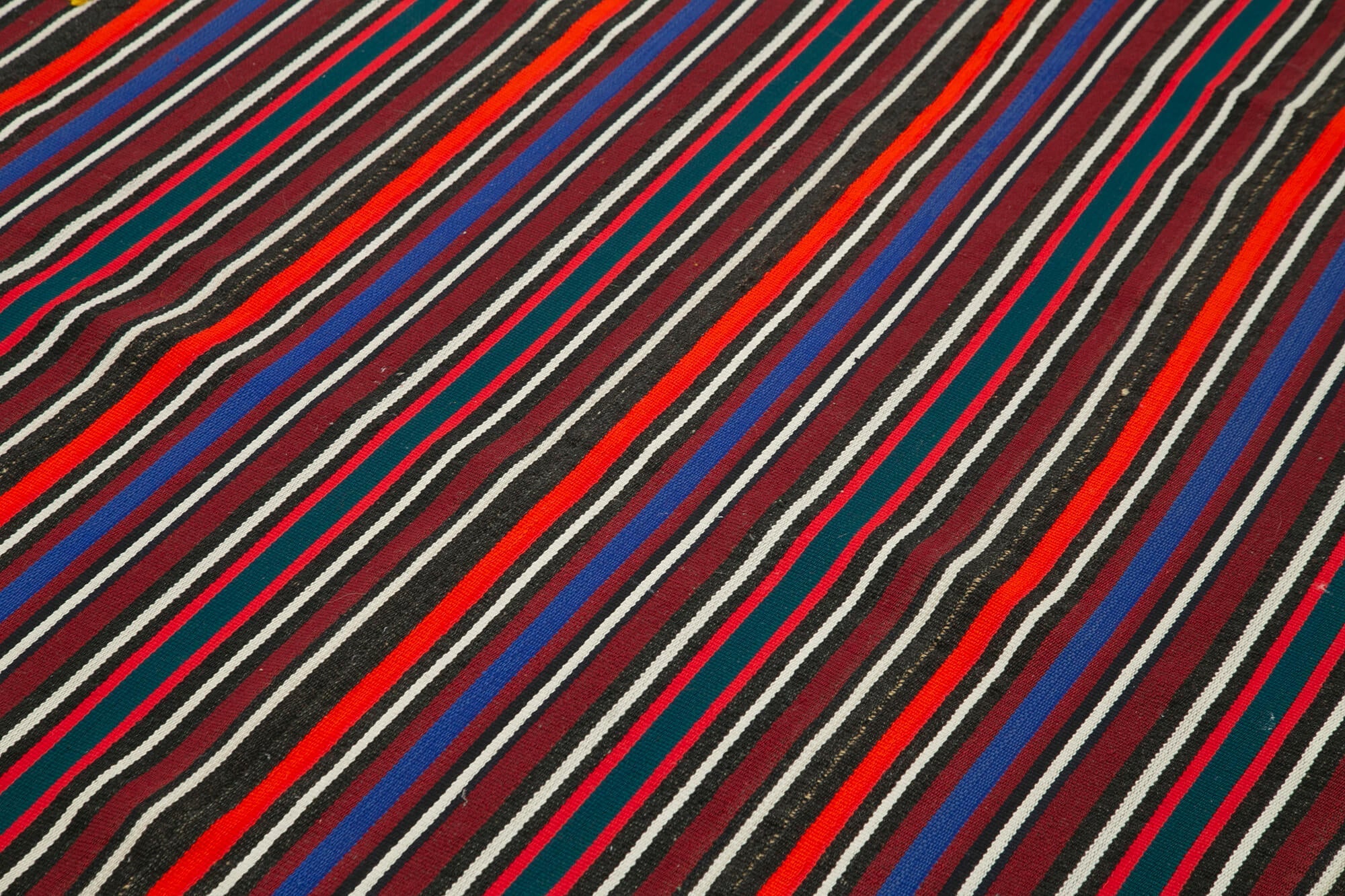 Handmade Area Rug - Anatolian Kilim Purple Striped Wool Cotton Carpet 5'8''x7'9''