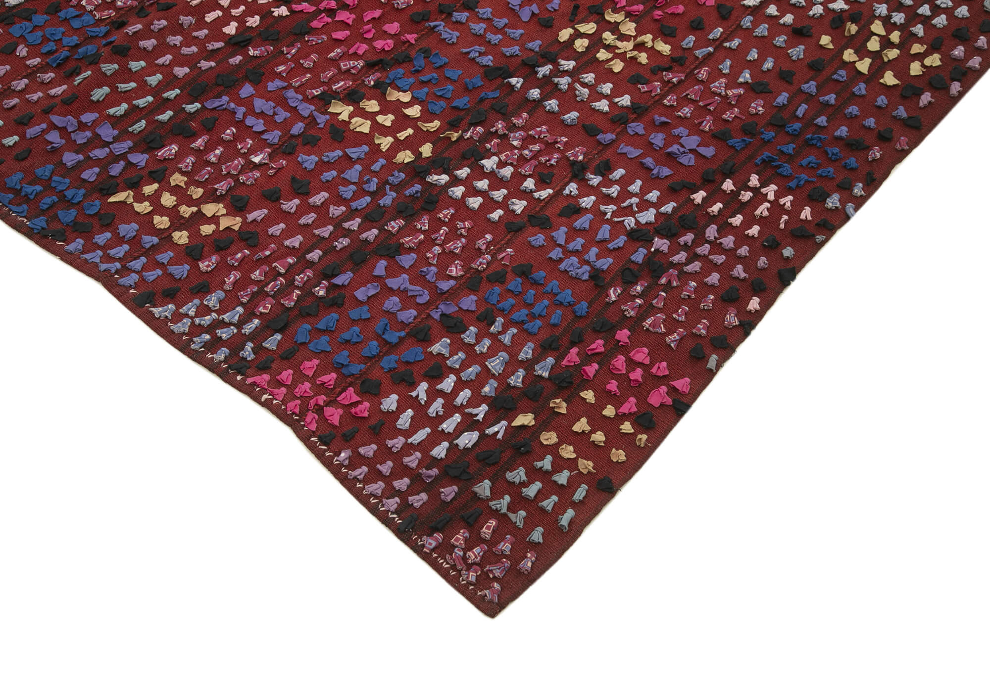 Handmade Area Rug - Anatolian Kilim Purple Striped Cotton Wool Carpet 5'10''x8'0''