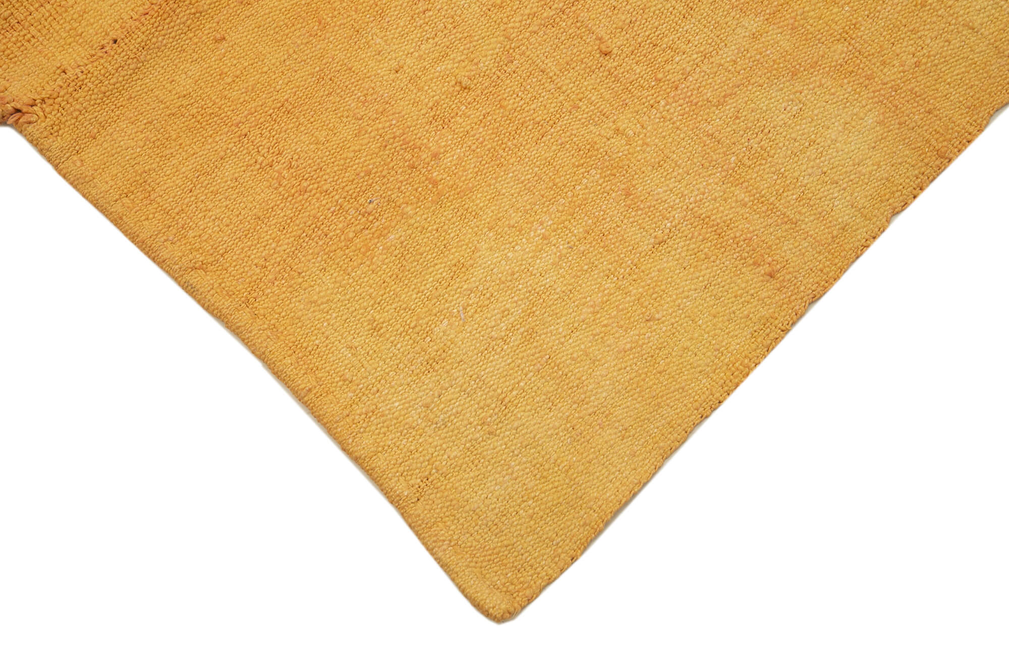 Handmade Area Rug - Anatolian Kilim Yellow Striped Cotton Wool Carpet 7'x11'