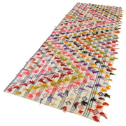 Handmade Area Rug - Anatolian Runner Rug 3'4''x10'9'' | Beige Striped Cotton Wool Carpet