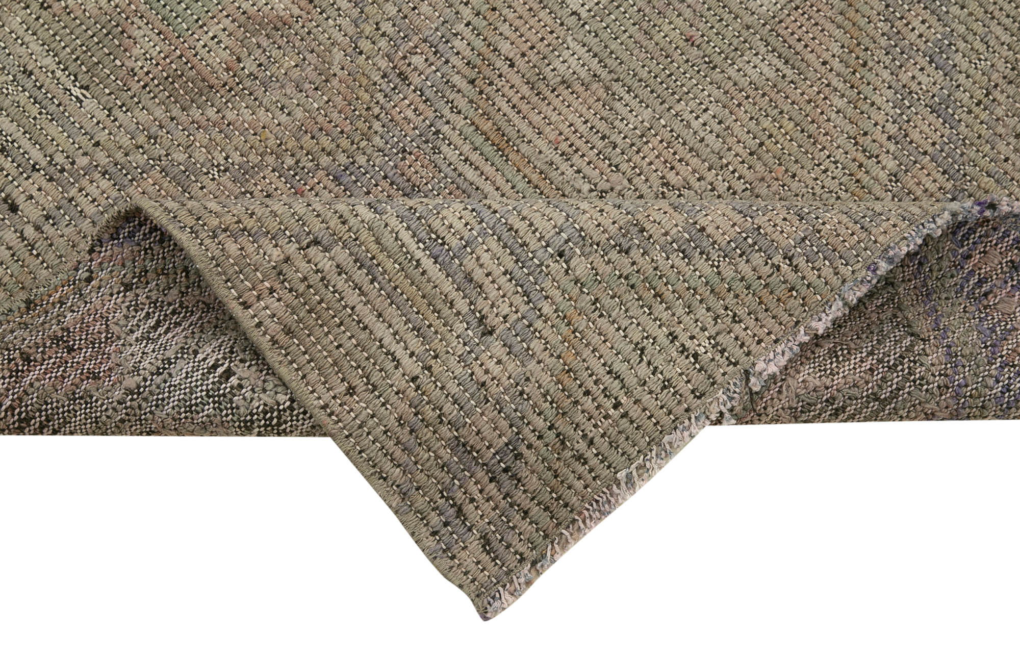 Handmade Area Rug - Anatolian Runner Beige Striped Cotton Wool Carpet 2'6''x9'8''