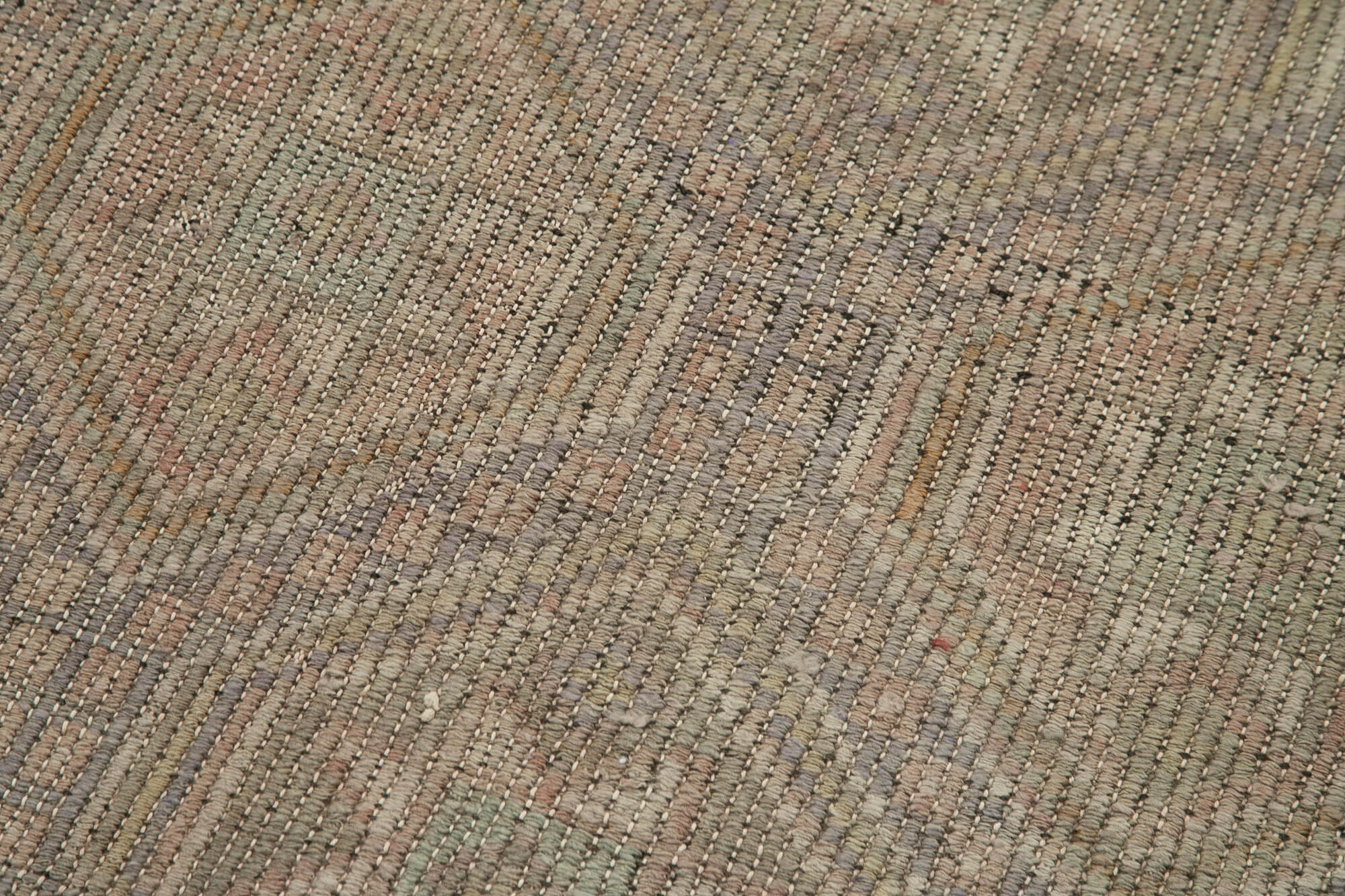 Handmade Area Rug - Anatolian Runner Beige Striped Cotton Wool Carpet 2'6''x9'8''