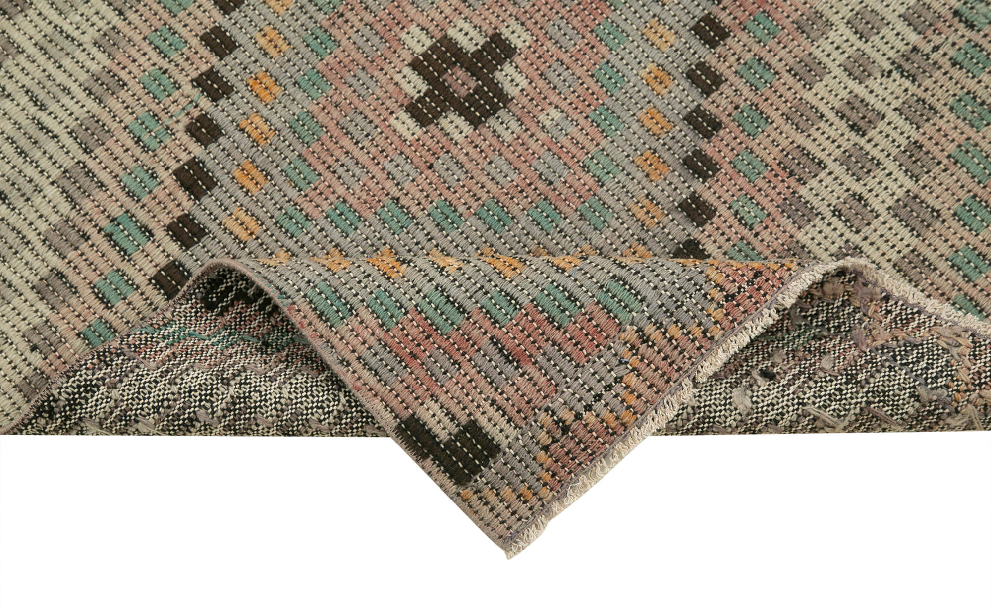 Handmade Area Rug – Anatolian Runner Beige Striped Cotton Wool Carpet 2'10''x10'