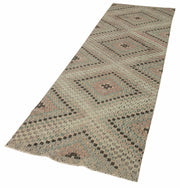 Handmade Area Rug – Anatolian Runner Beige Striped Cotton Wool Carpet 2'10''x10'