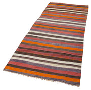 Handmade Area Rug - Anatolian Runner Rug | Cotton Wool Striped Carpet 3'3'' x 8'7''