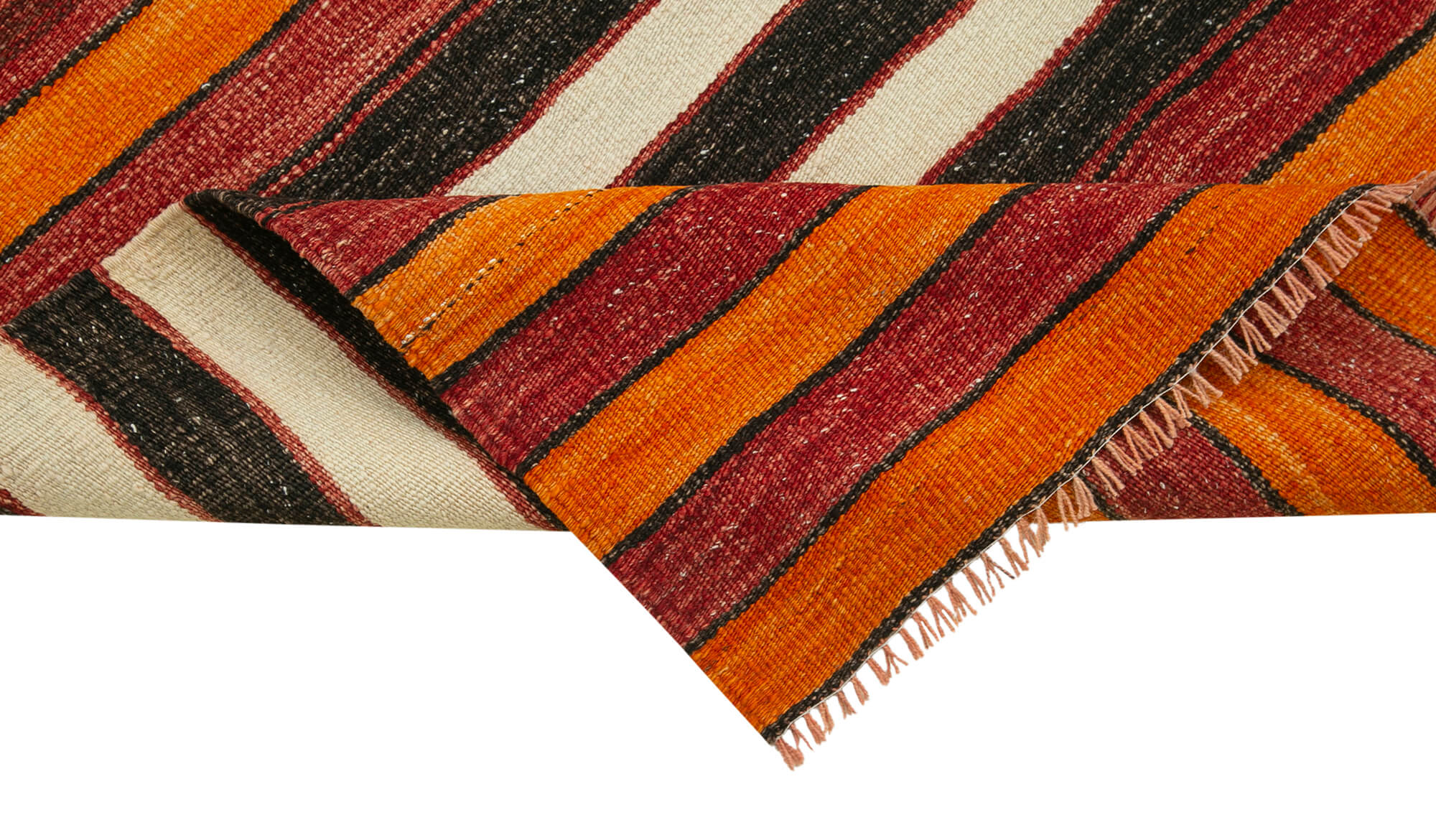 Handmade Area Rug - Anatolian Runner Rug 3'3''x10'6'' Cotton Wool Striped Runner