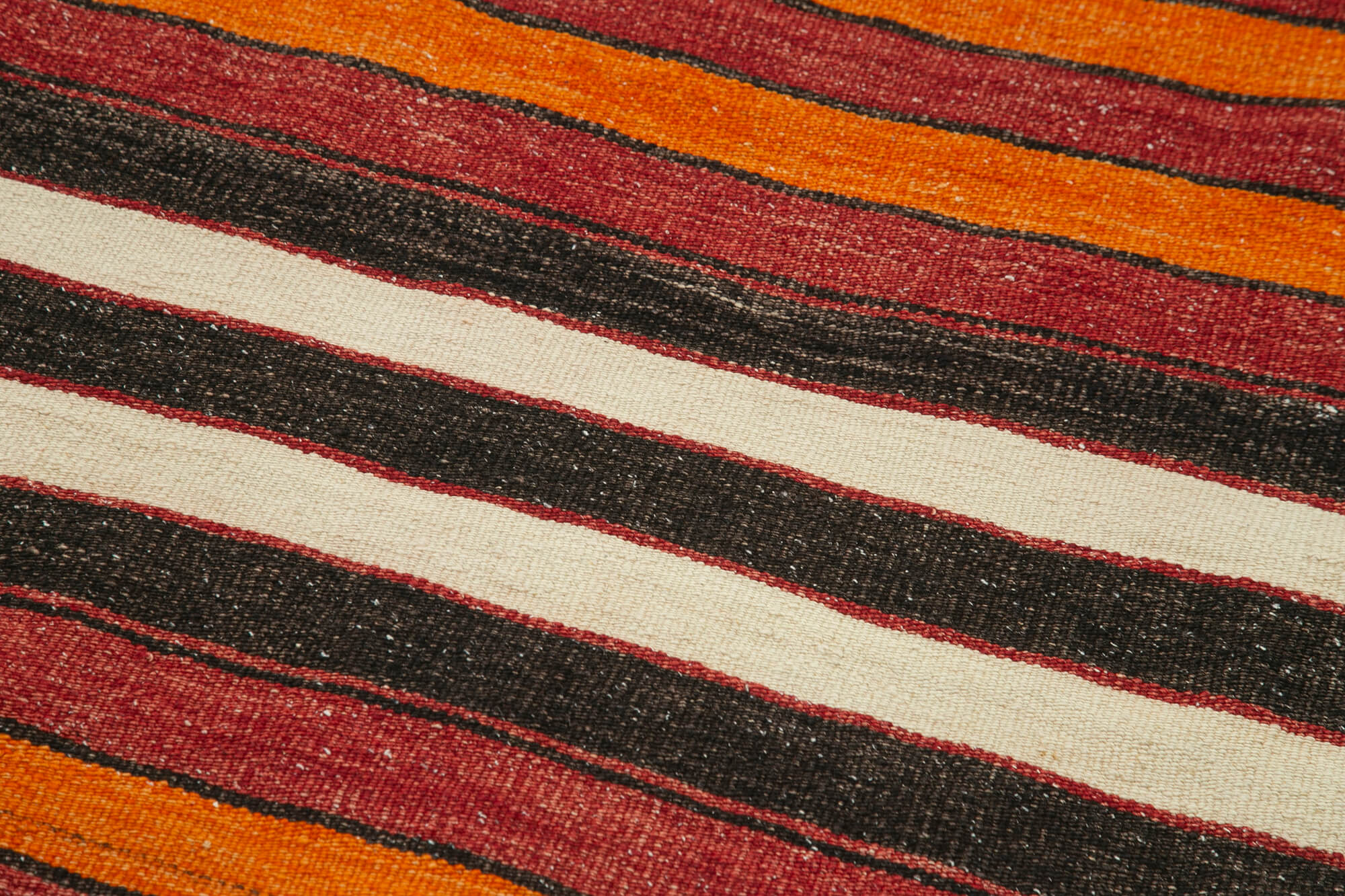 Handmade Area Rug - Anatolian Runner Rug 3'3''x10'6'' Cotton Wool Striped Runner