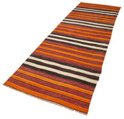 Handmade Area Rug - Anatolian Runner Rug 3'3''x10'6'' Cotton Wool Striped Runner