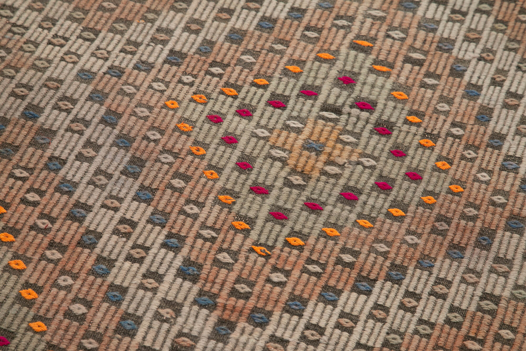 Handmade Area Rug - Anatolian Runner Striped Cotton Wool Blend 3'4''x11'1''