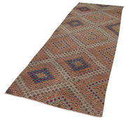 Handmade Area Rug - Anatolian Runner Striped Cotton Wool Blend 3'4''x11'1''
