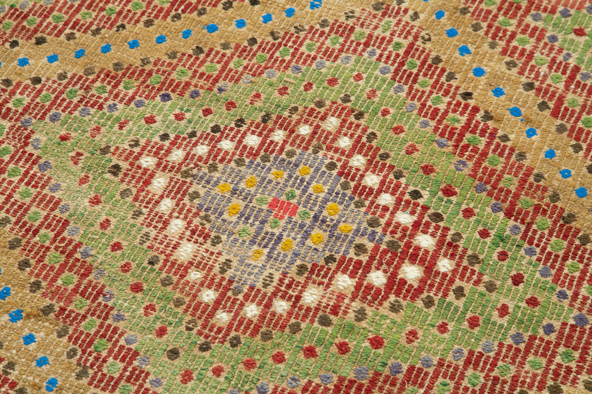 Handmade Area Rug – Anatolian Runner White Striped Cotton Wool Carpet 3'8''x8'1''