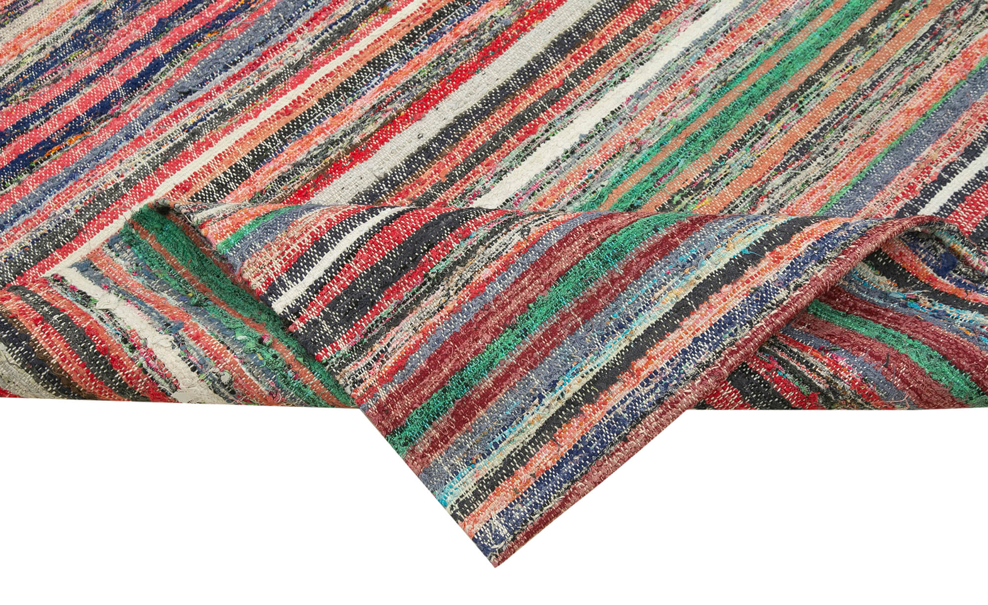 Handmade Area Rug – Anatolian Runner Cotton Wool Striped Turkish Vintage Carpet 3'9''x11'6''