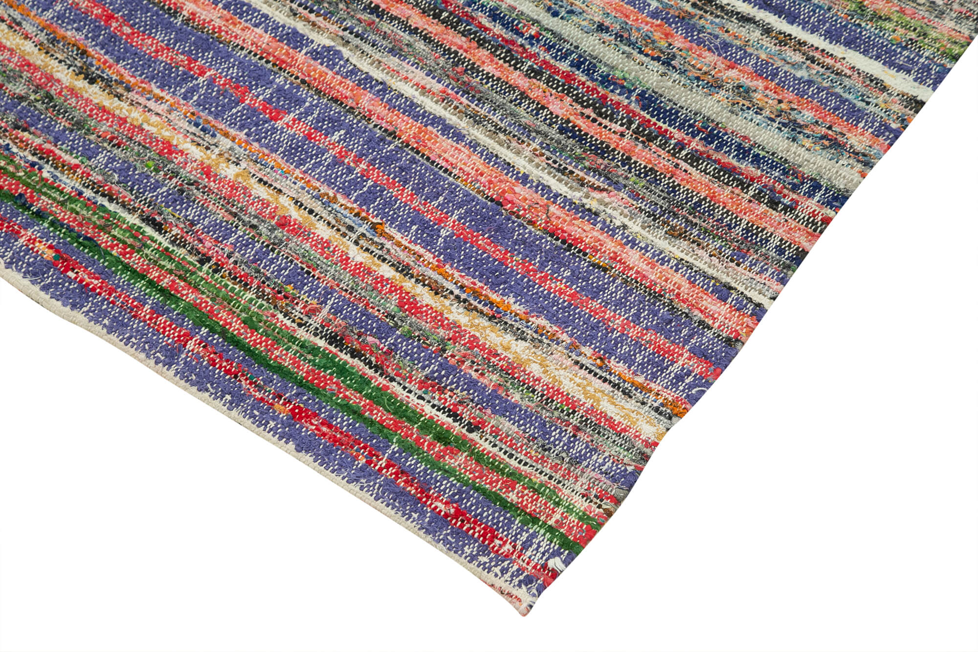 Handmade Area Rug – Anatolian Runner Cotton Wool Striped Turkish Vintage Carpet 3'9''x11'6''