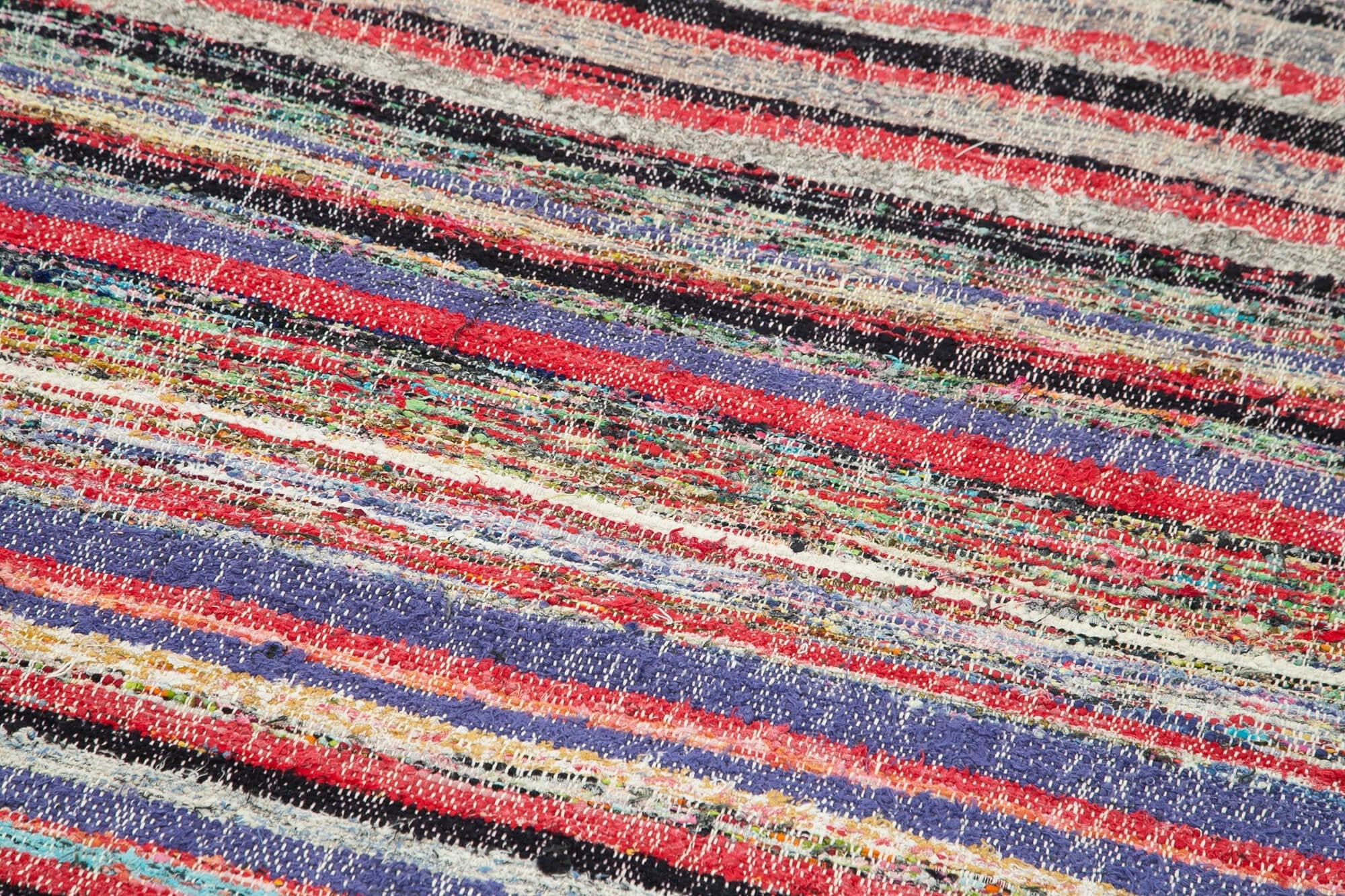 Handmade Area Rug – Anatolian Runner Cotton Wool Striped Turkish Vintage Carpet 3'9''x11'6''