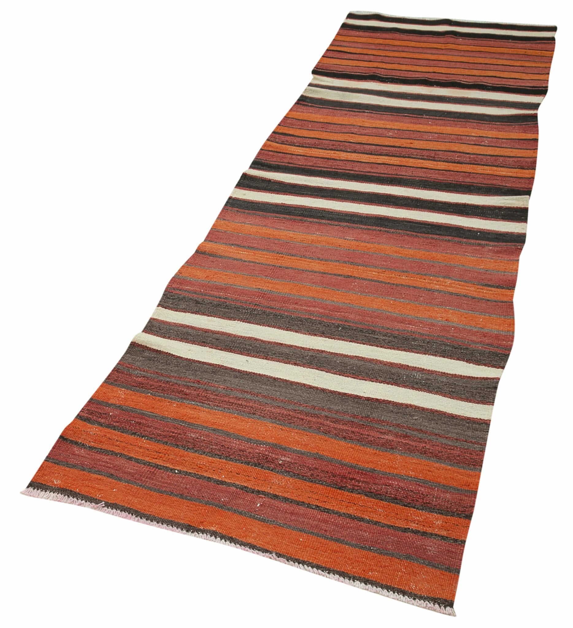 Handmade Area Rug - Anatolian Runner Cotton Wool Striped Hallway Runner 2'8''x9'4''
