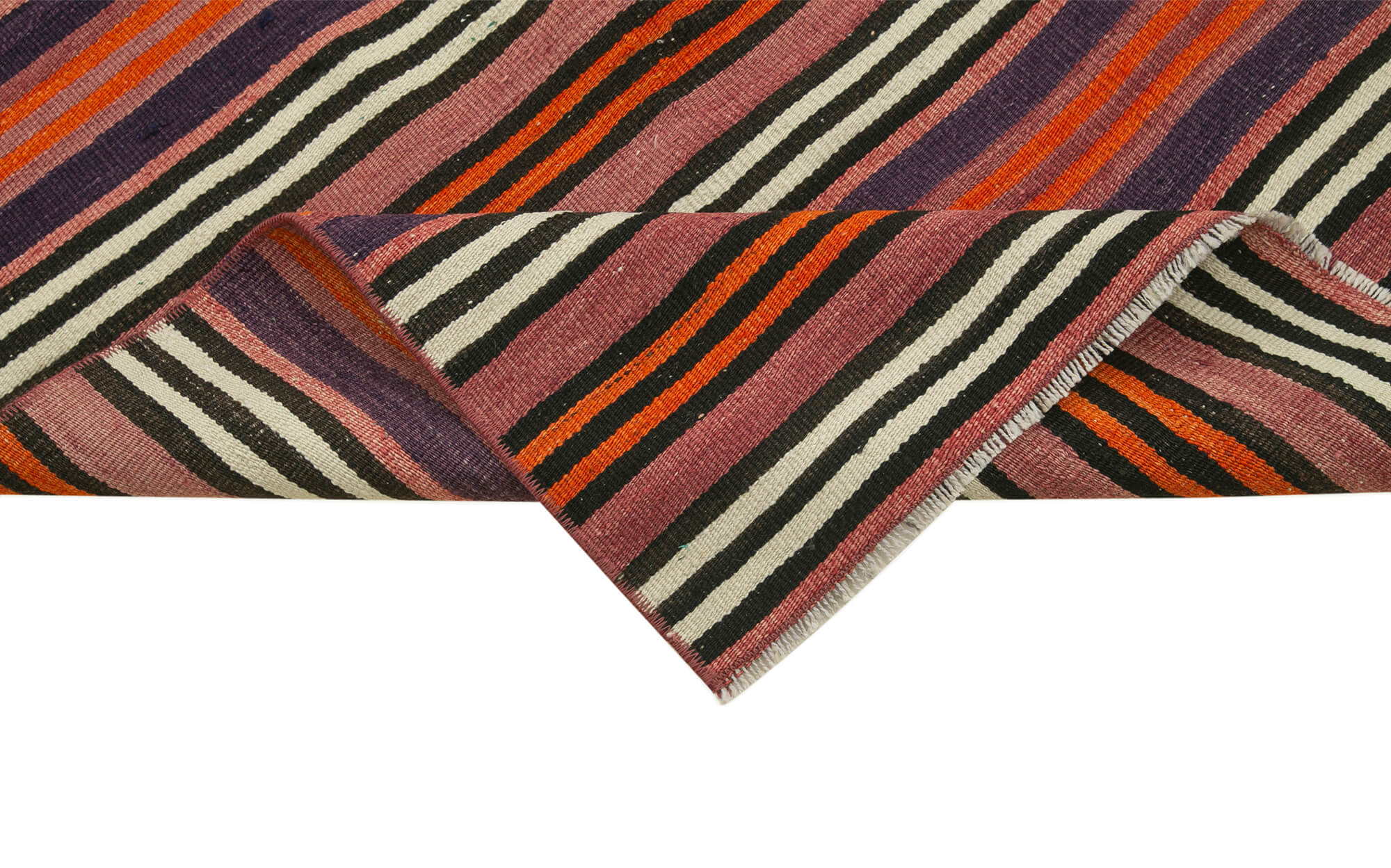 Handmade Area Rug – Striped Cotton Wool Turkish Runner Carpet 2'9''x10'10''