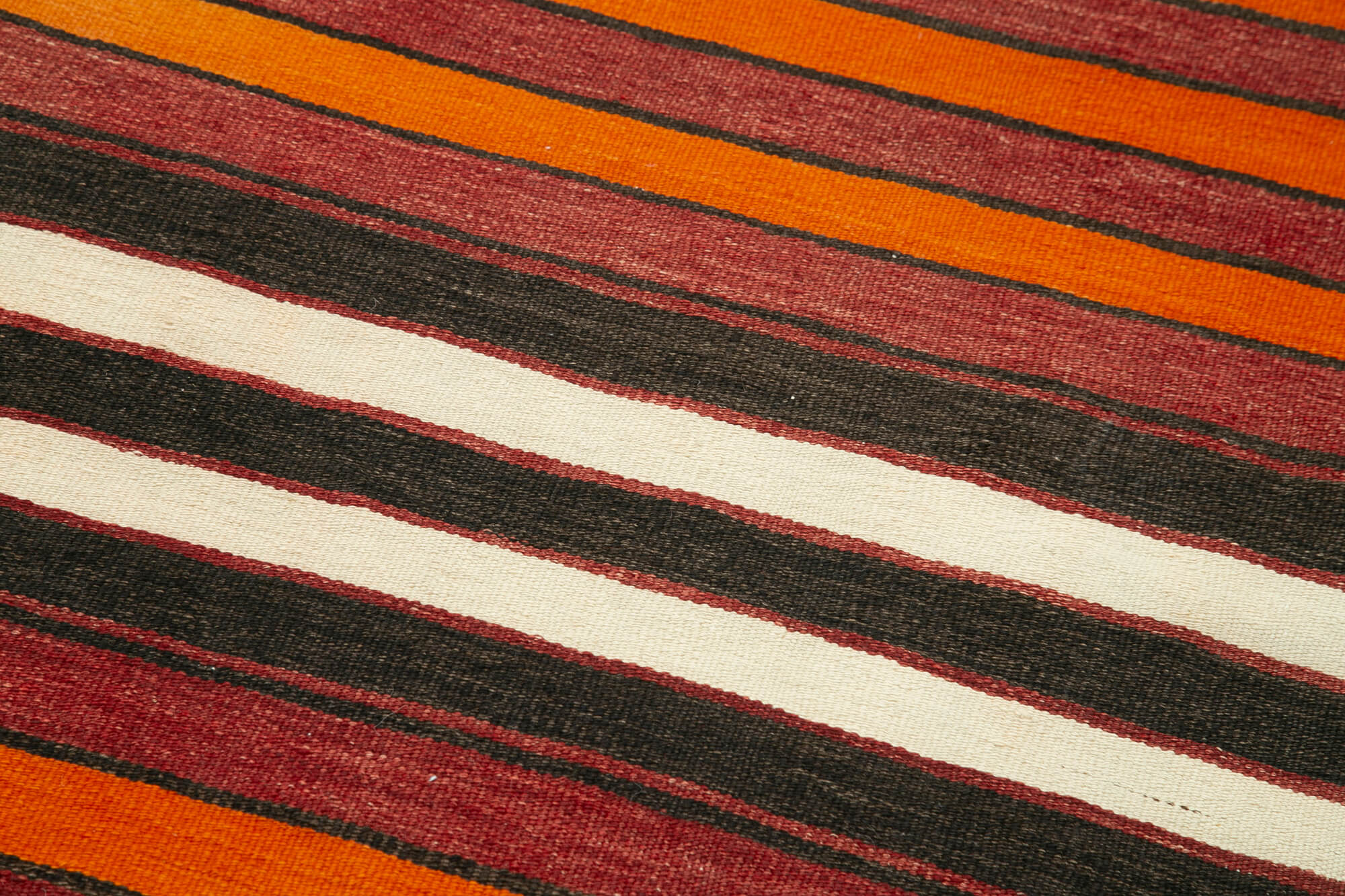 Handmade Area Rug – Anatolian Runner Cotton Wool Striped Vintage Style 2'9''x9'7''