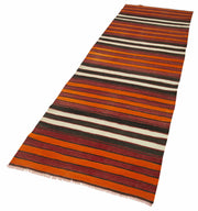 Handmade Area Rug – Anatolian Runner Cotton Wool Striped Vintage Style 2'9''x9'7''